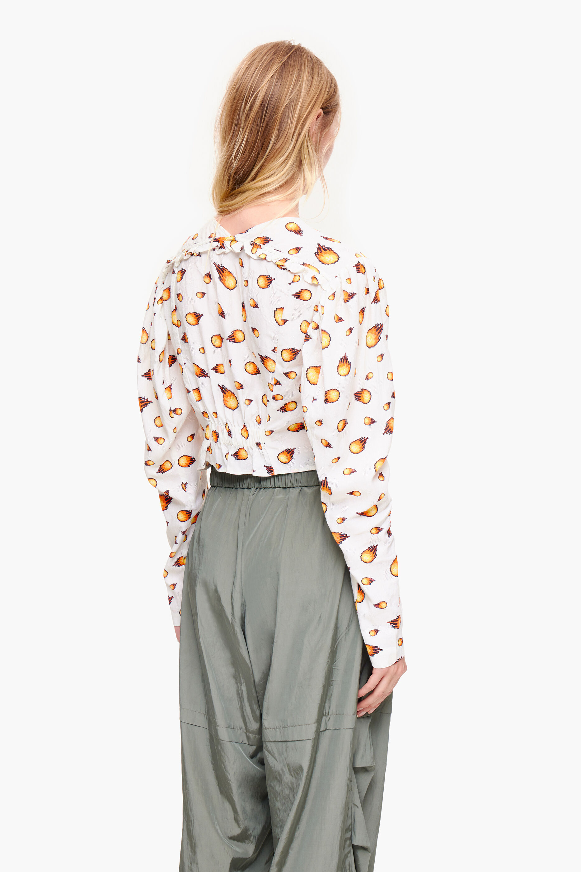 Blusa cropped cor marfim fogo