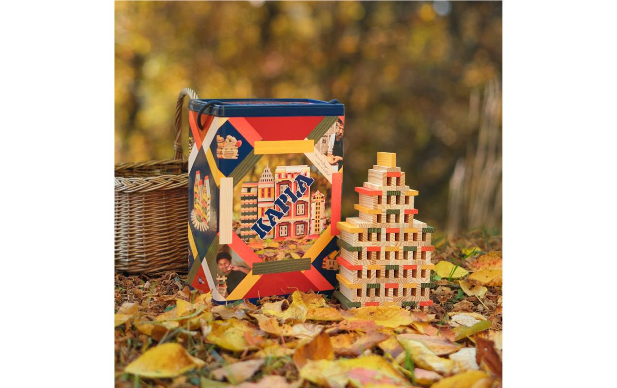 Baukasten Herbst 200 StückBausteine aus naturbelassenem Pinienholz