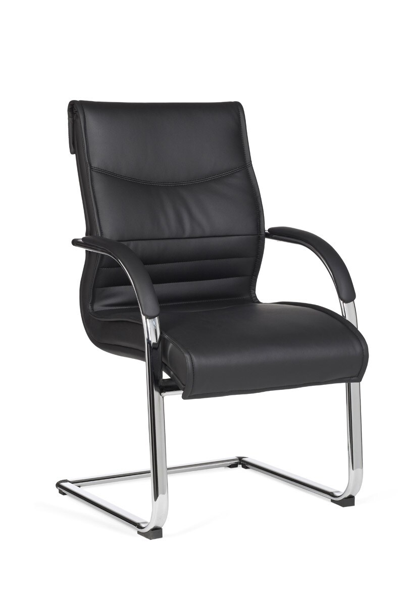 KADIMA DESIGN Freischwinger SANGRO Kunstleder, Chromgestell, Lendenstütze, bis 120 kg, in Caramel/Weiß/Schwarz
