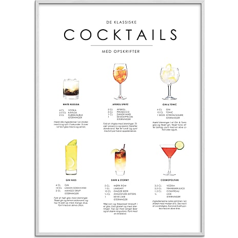 Cocktails opskrifter nr. 4 - 30x40 cm