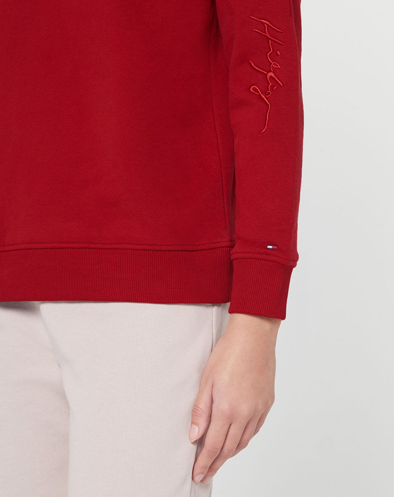 Tommy Hilfiger Sweat 100% Coton Bio Script rouge