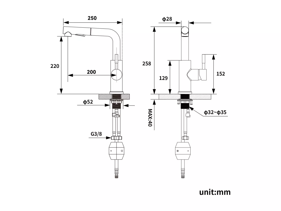 Robinet de Cuisine 7-forme avec 2 Fonctions Douchette Extractible Mitigeur Cuisine en Acier Inox Rotatif à 360° avec Barboteur démotable,Brossé