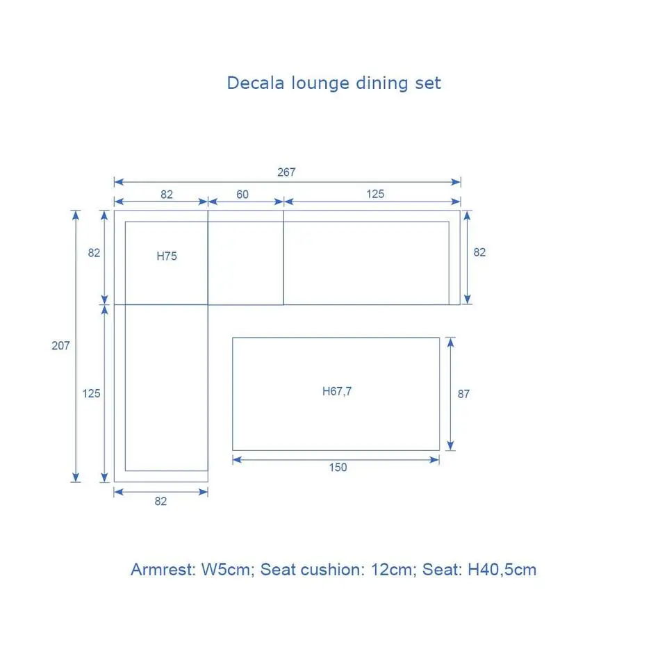 Decala lounge-diningset -5-delig-aluminium-light teak look-desert sand