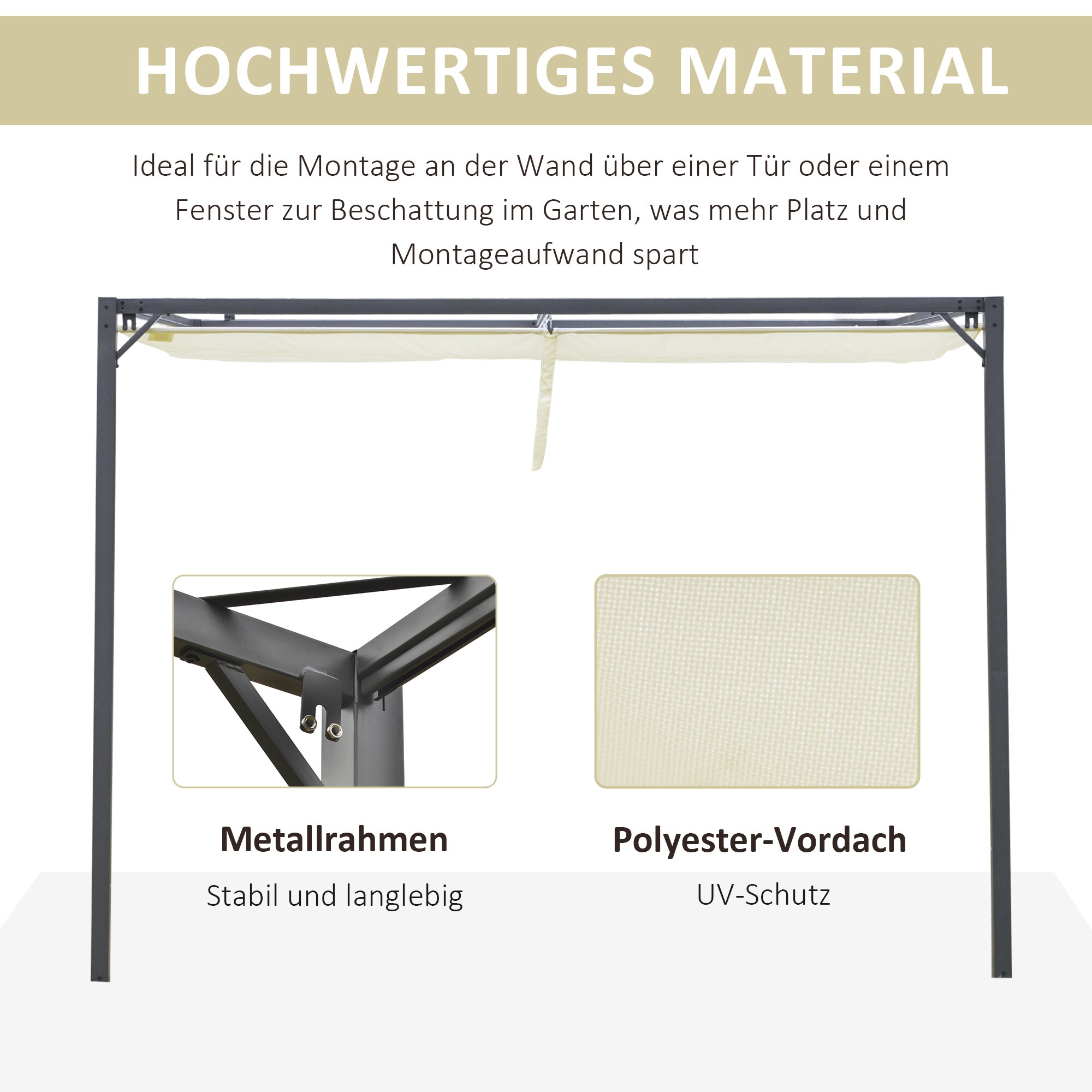 Outsunny Pergola mit Stoffdach weiß 40L x 50B x 90H cm