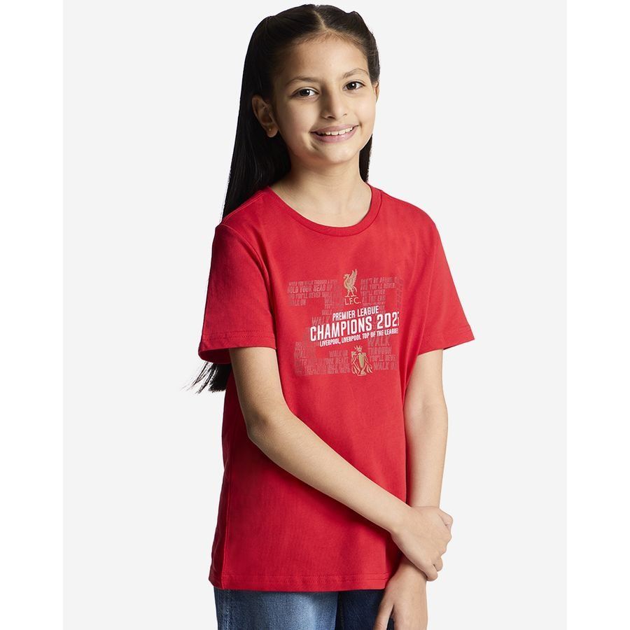 Liverpool T-Shirt EPL Champions 2024/25 - Rouge Enfant PRÉ-COMMANDE