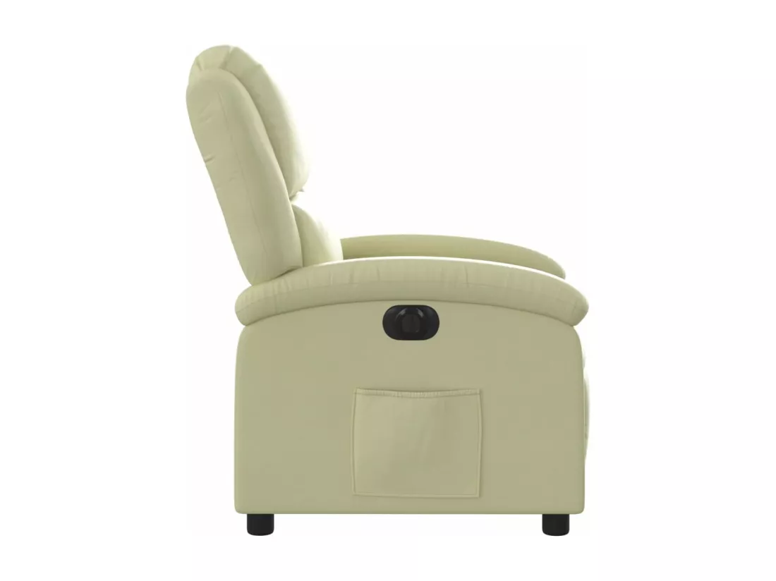 Fauteuil inclinable électrique crème cuir véritable