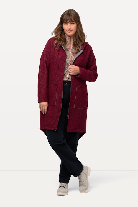 Jacke, Boiled Wool, Oversized, Kapuze, Egg-Shape
