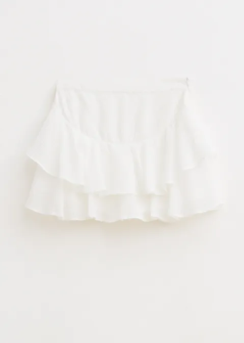 Skort met stippenpatroon off-white (WIT.O)