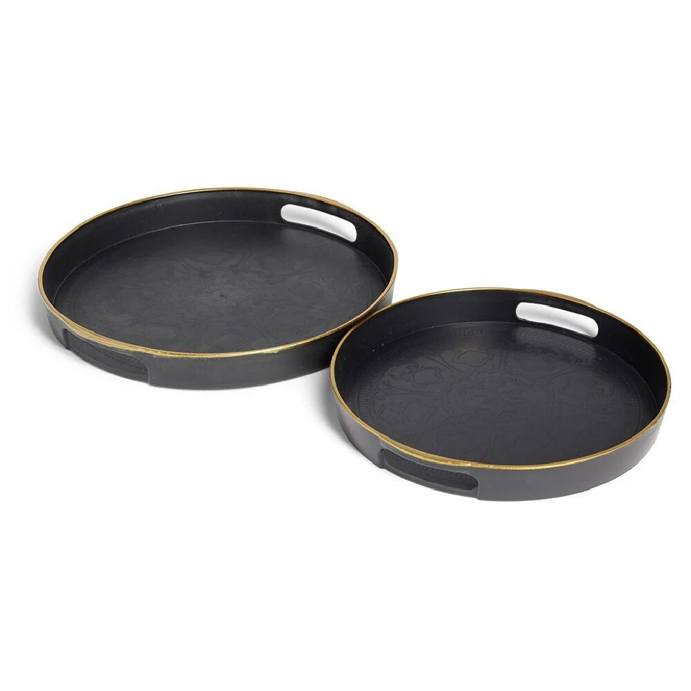 Lot de 2 plateaux Ø29cm et Ø36cm plastique noir