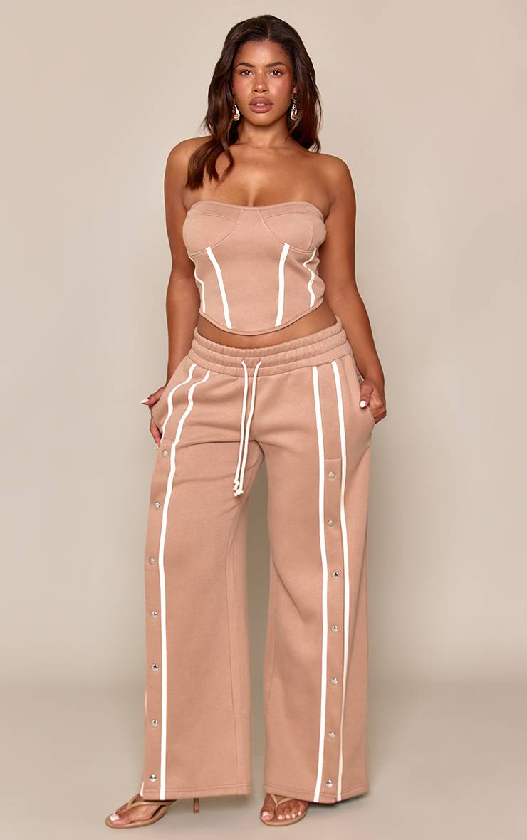 Taupe Jogging Coupe Droite À Détail Boutons-Pression Shape
