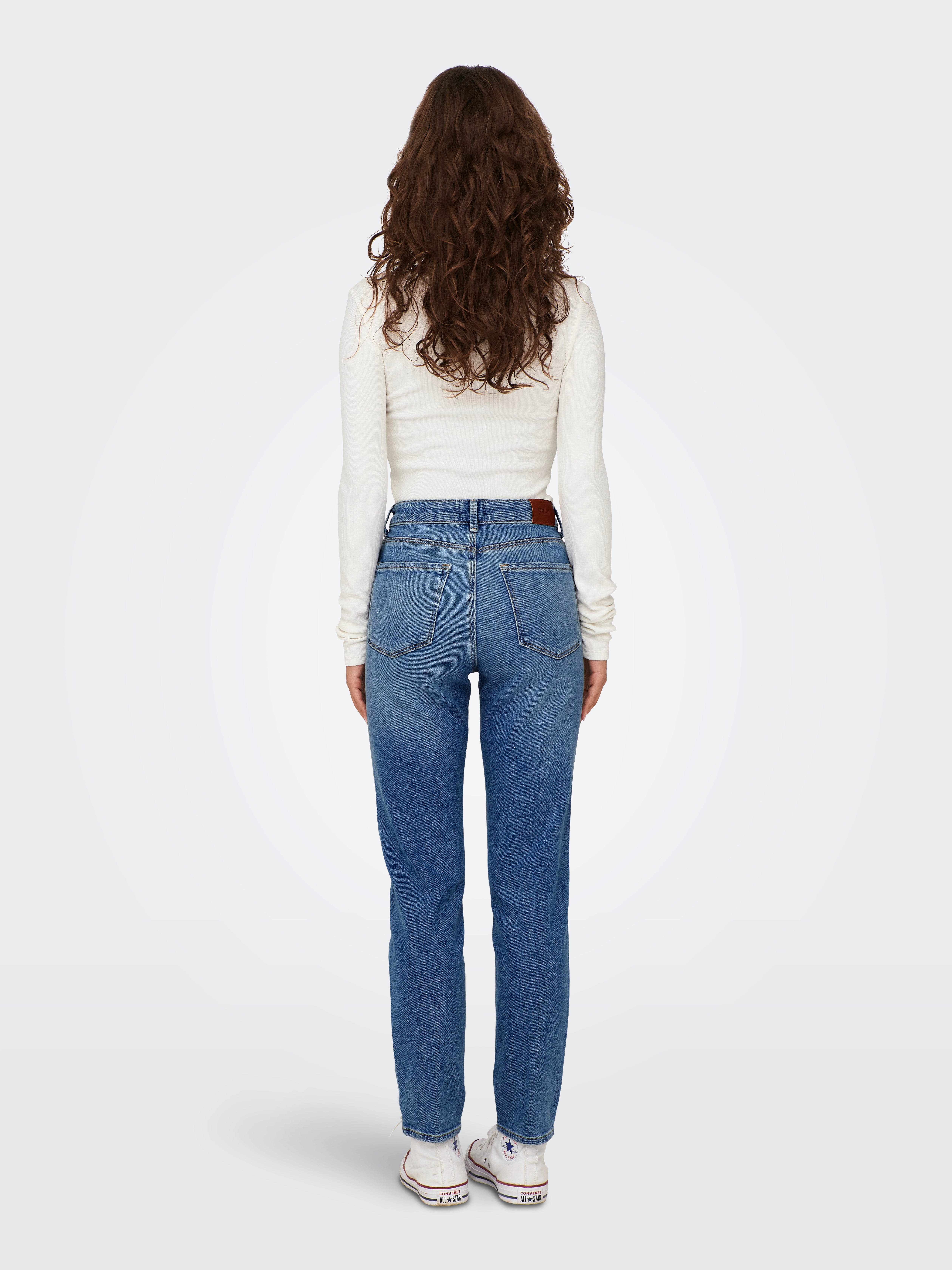 ONLEMILY Hohe Taille Gerade geschnitten Jeans Medium Blue Denim