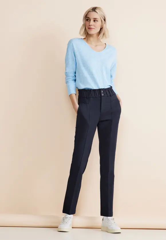 Loose Fit Paperbag Hose - deep blue