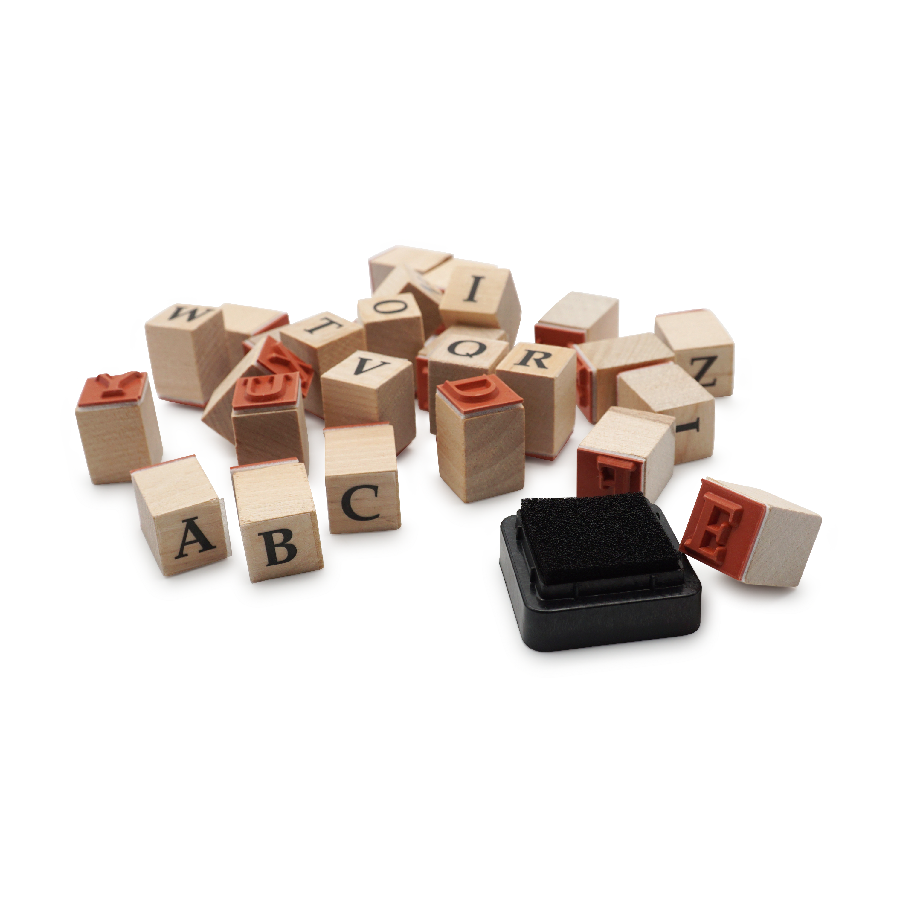 Holz Stempel Alphabet Deko Stempel inkl. Stempelkissen - ABC