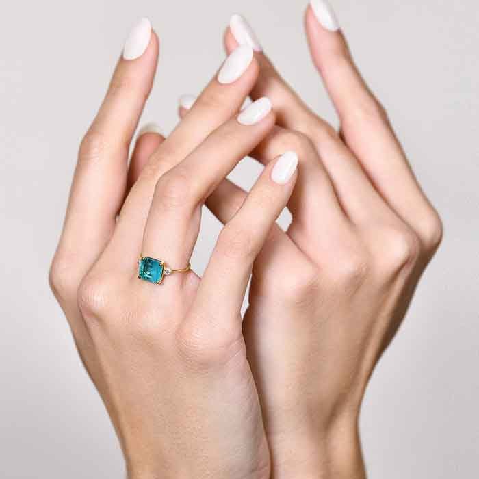Bague Espoir - Or jaune 375/1000 & quartz & topaze bleue