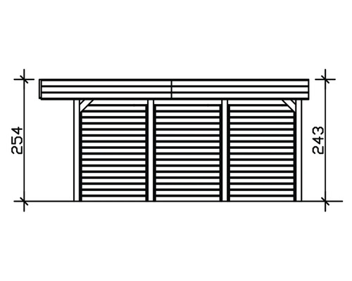 SKAN HOLZ Friesland dubbele carport inclusief zij- en achterwand, 557x555 cm, notenhout