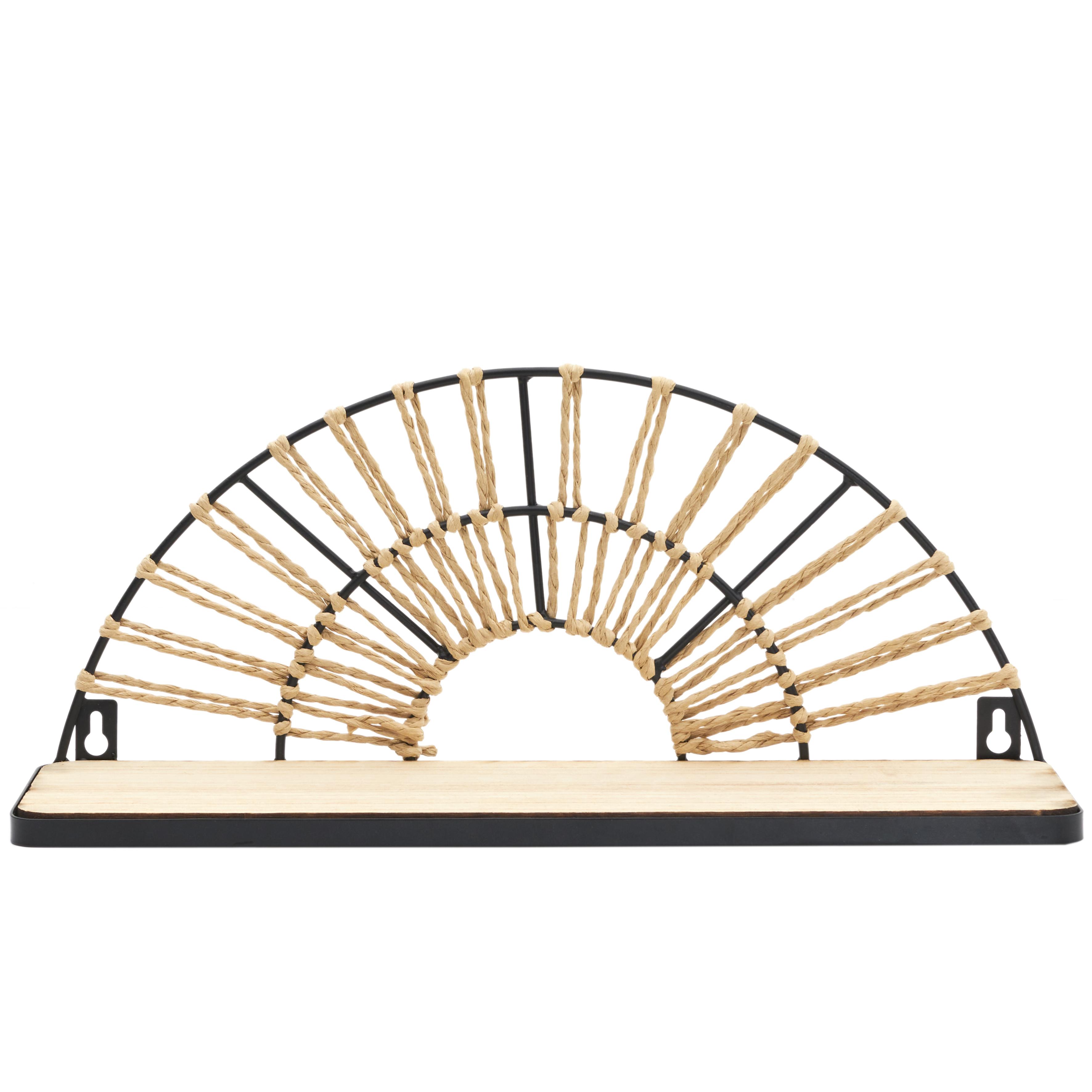 ETAGERE MURALE DEMI ROND NOIR ET NATURELLE 38X11CM