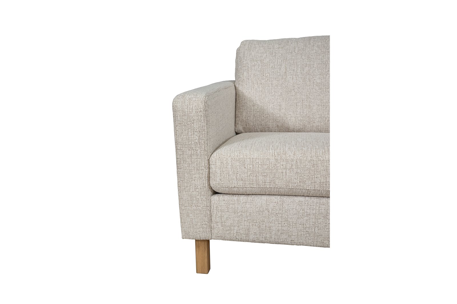 Mandal 3-seter Tekstil Nivus 203 Lin Creme. Arm 16, Duo puter, Firkantet ben 16 cm Natur. Skum