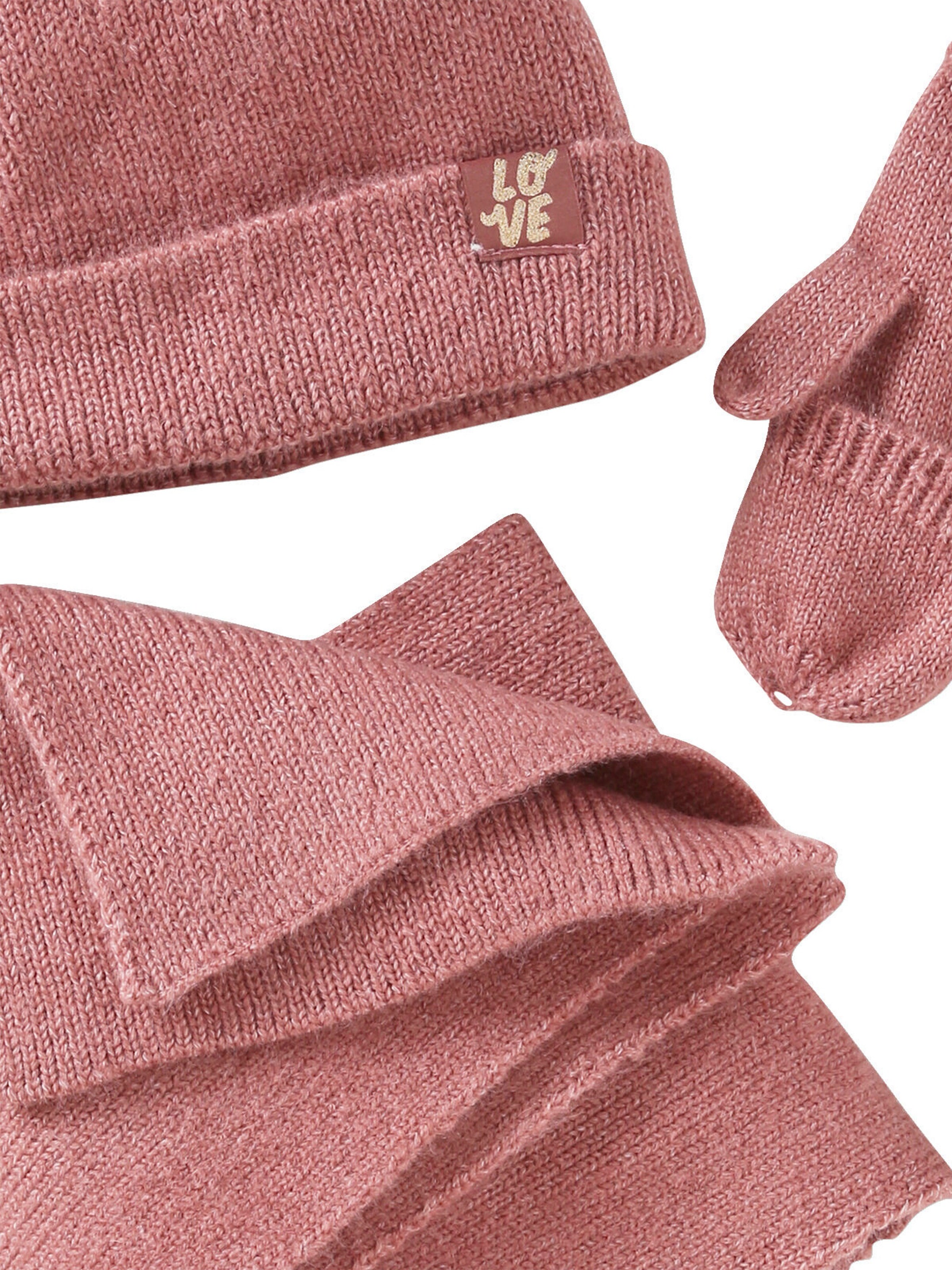 Vertbaudet Mädchen Set: Mütze, Schal & Handschuhe altrosa