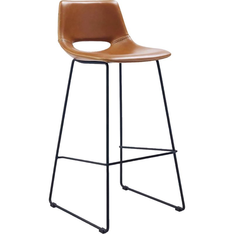 Tabouret Zahara pieds en acier finition noire H.76 cm