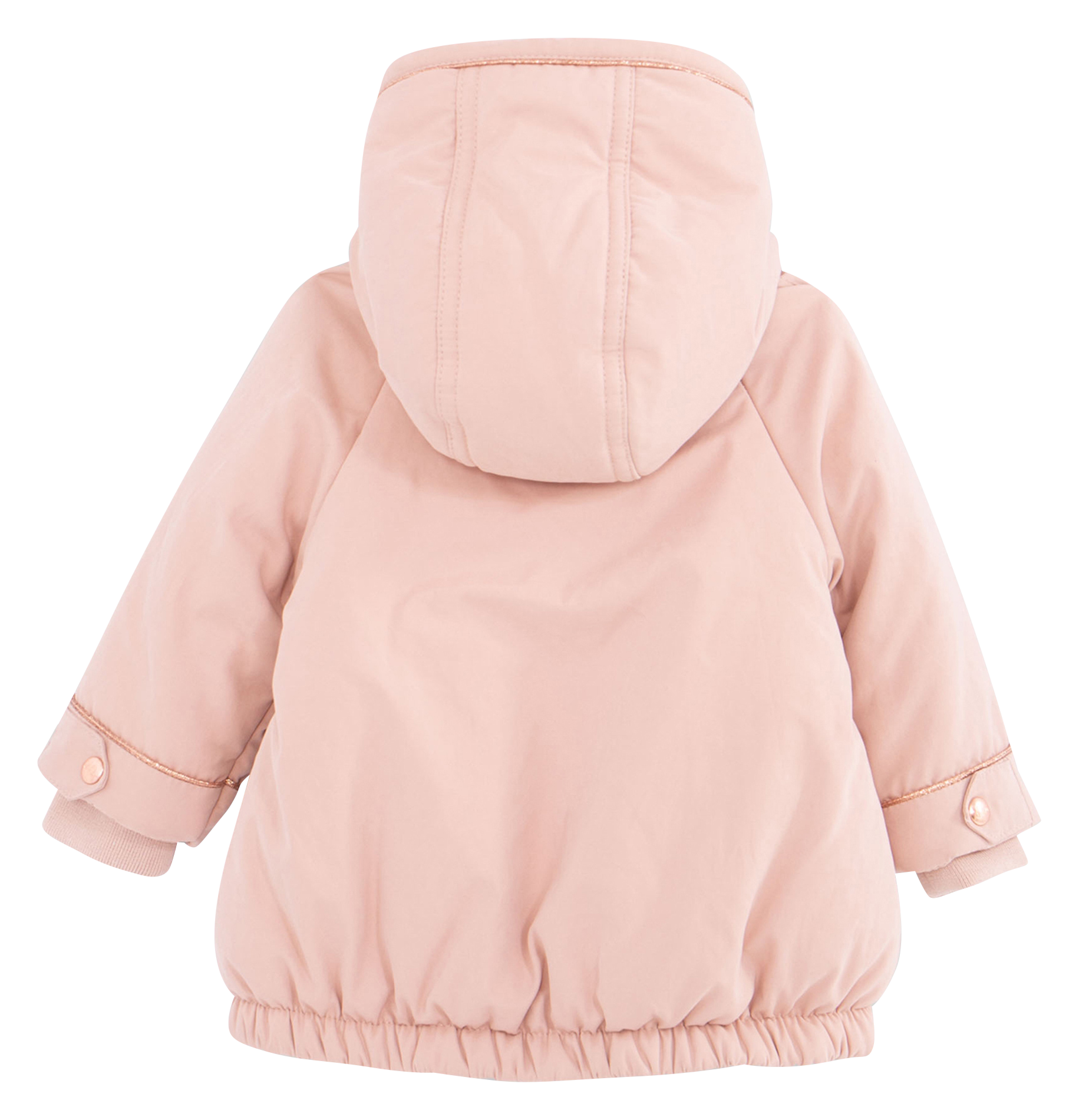 Parka col rond droit à capuche | Rose