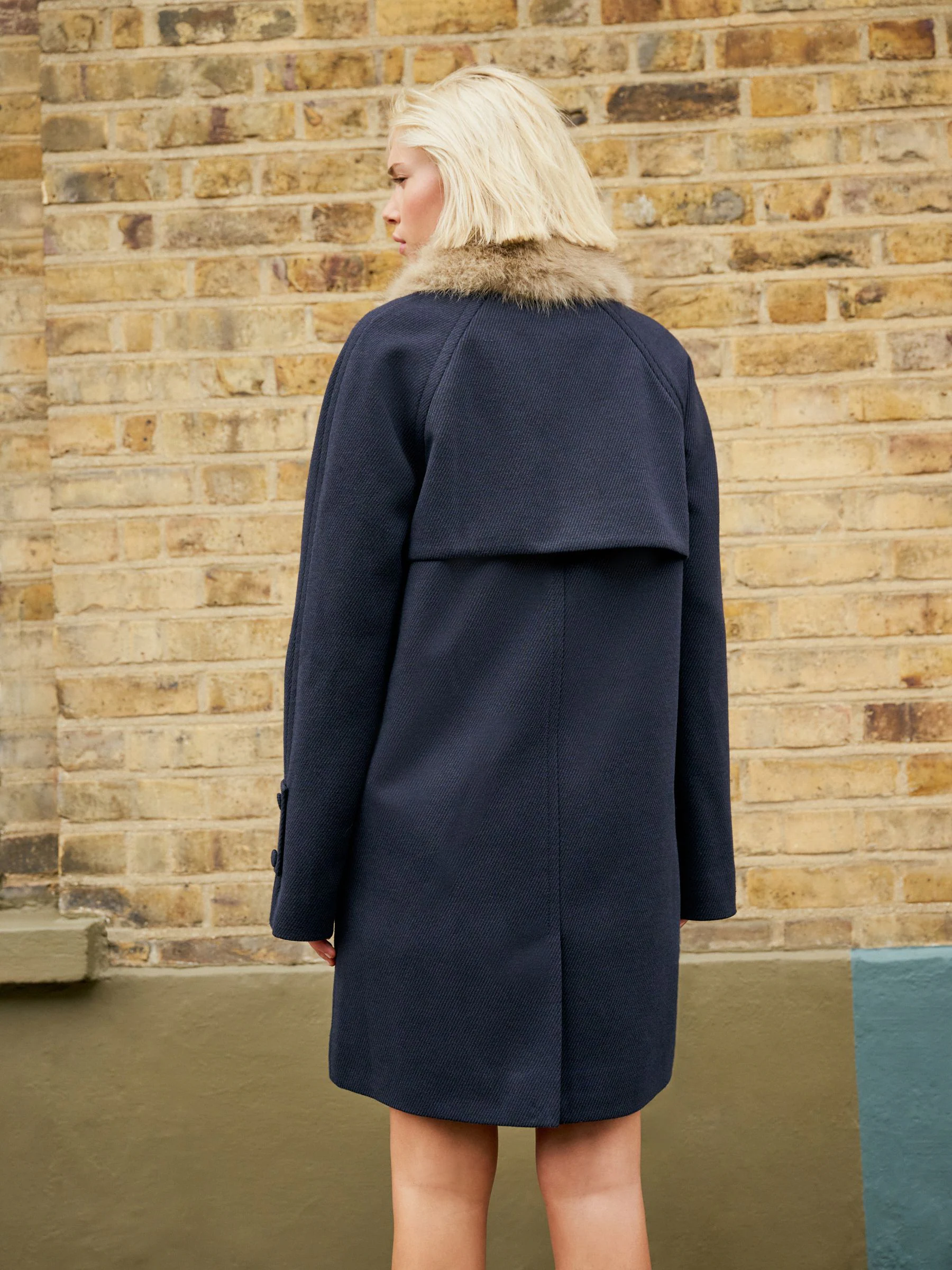 Navy Fur Collar - Dolly jas