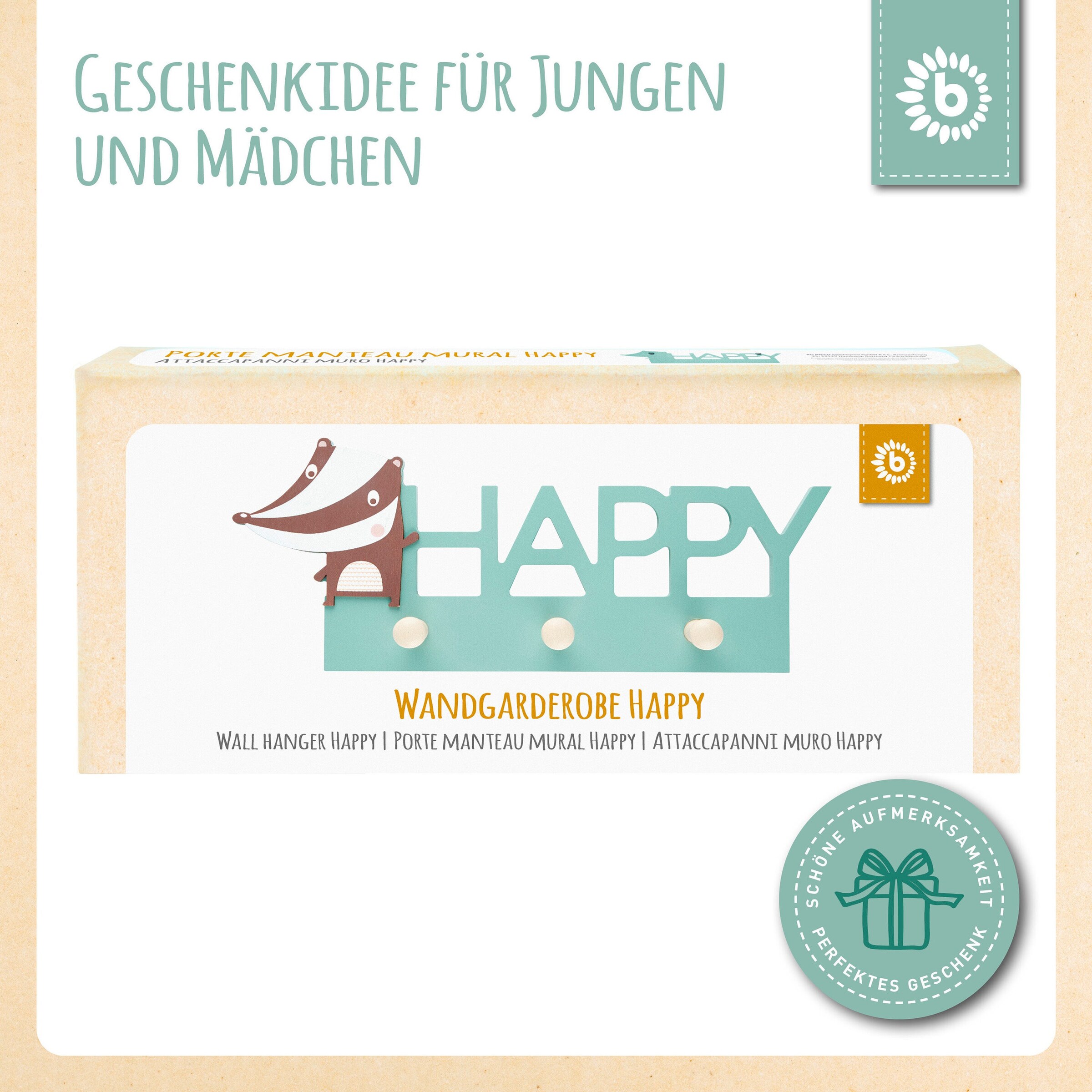 Bieco Garderobe Kinder Happy Rosa