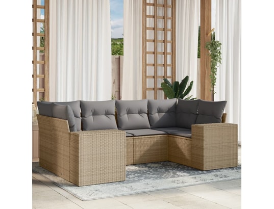 VIDAXL - Salon extérieur Salon de jardin avec coussins 6 pcs beige résine tressée