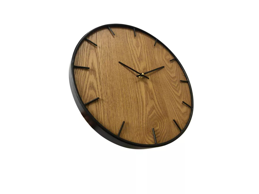 Pendules Horloge Murales Decor Mdf Marron Noir Salon 40x40x4,5