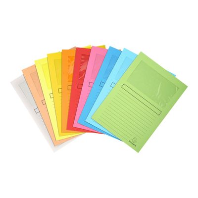 Exacompta Super 160 - 10 Chemises à fenêtre - 160 gr - couleurs assorties
