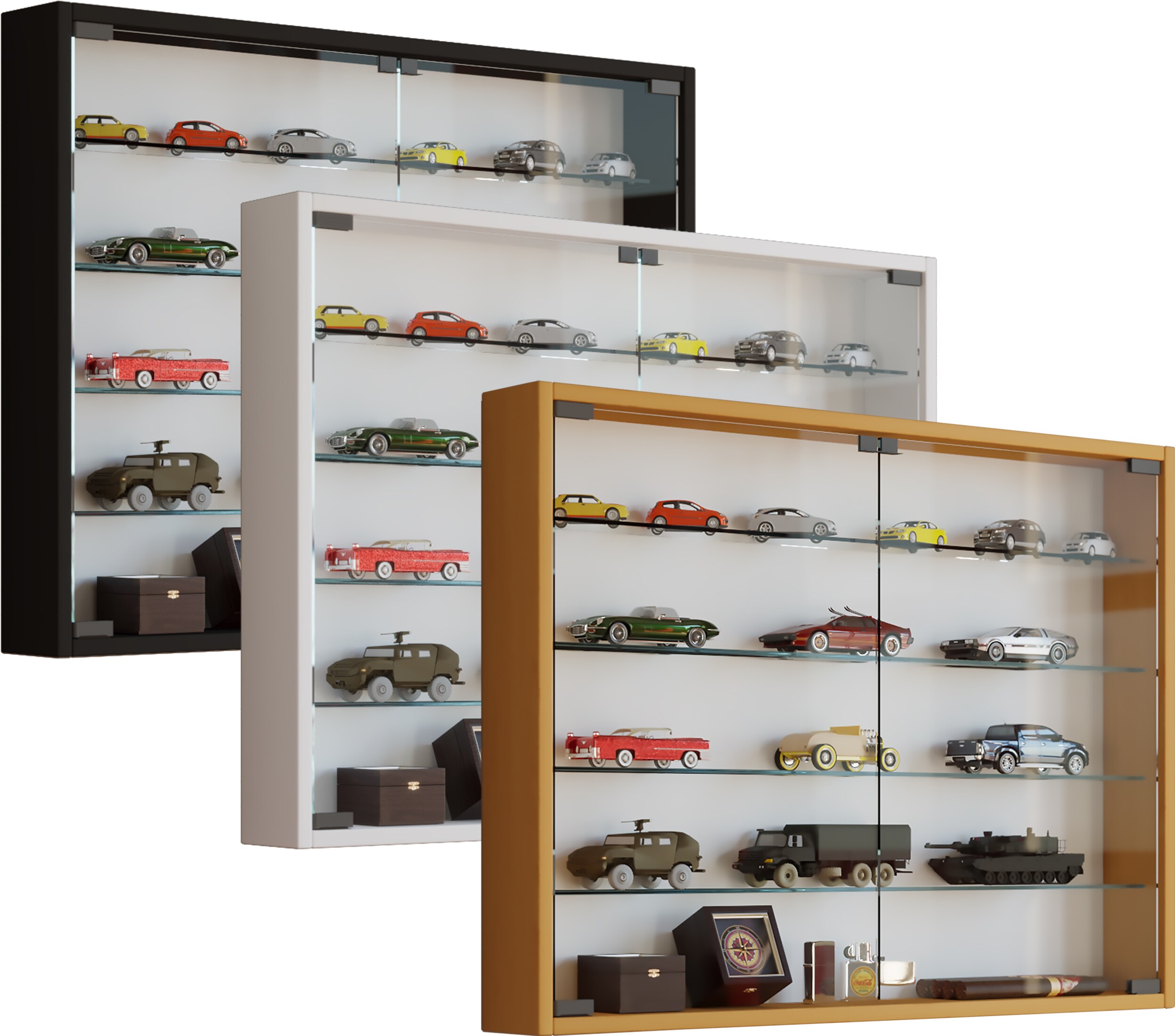 VCM Holz Glas Hängevitrine Wandvitrine Sammel Deko Sammler Vitrine Mandosa L