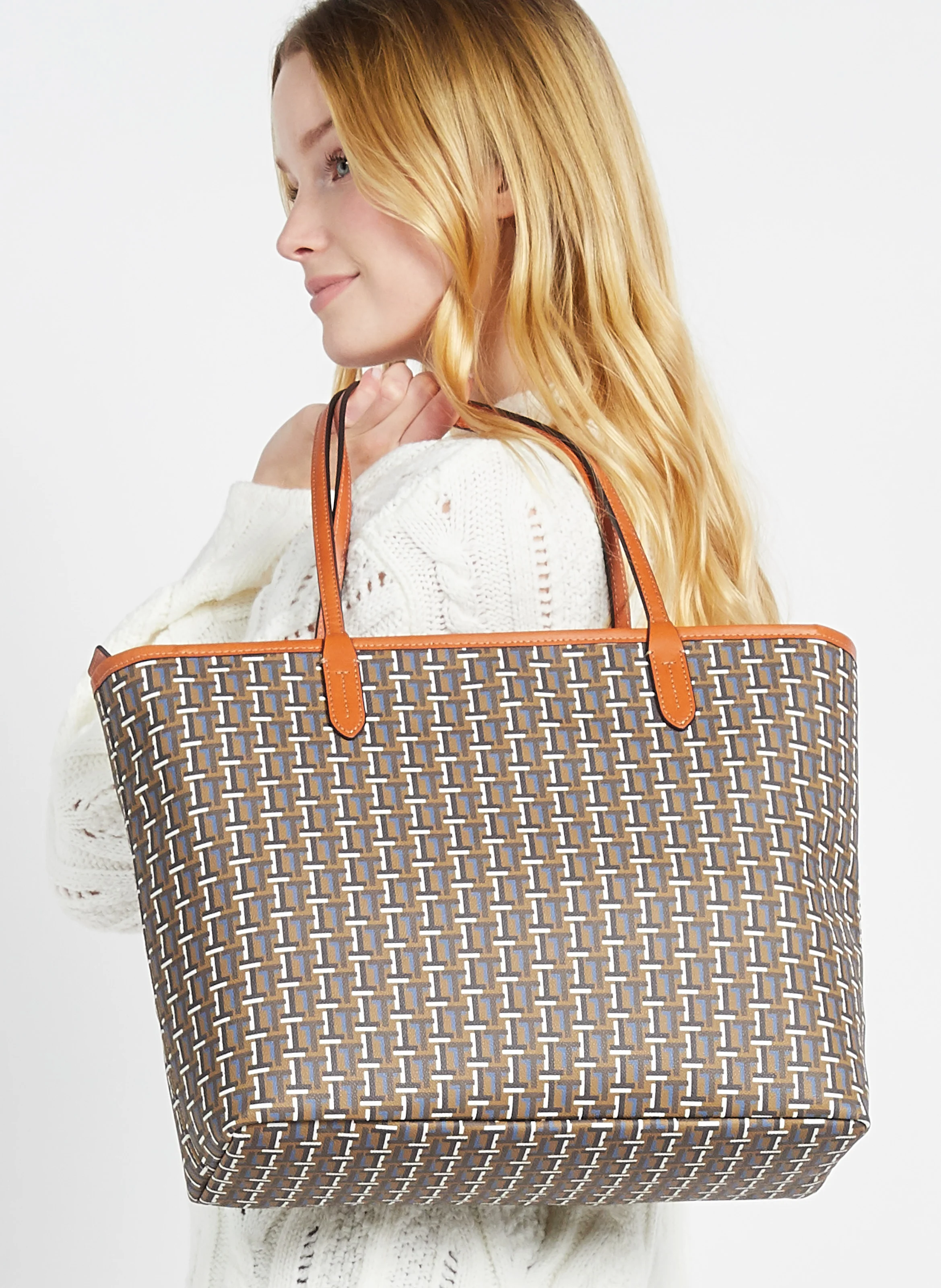 CAMILLE - Cabas imprimé en toile| Marron