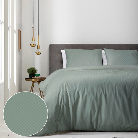 Dekbedovertrek Luna Embossed Chess - Groen - 200 x 220