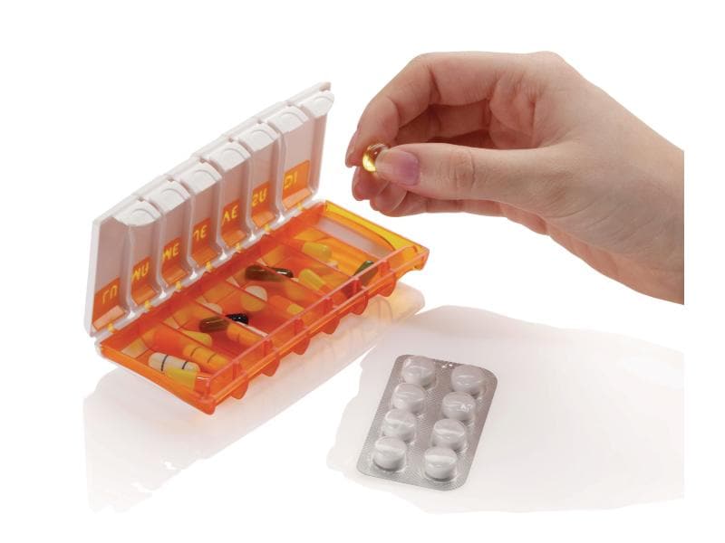 Pilbox Wochenpillenspender City grün Medikamentenbox mit 7 Fächer