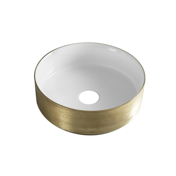 Marho Arden waskom rond glans wit/geborsteld goud 36 x 36 x 12 cm