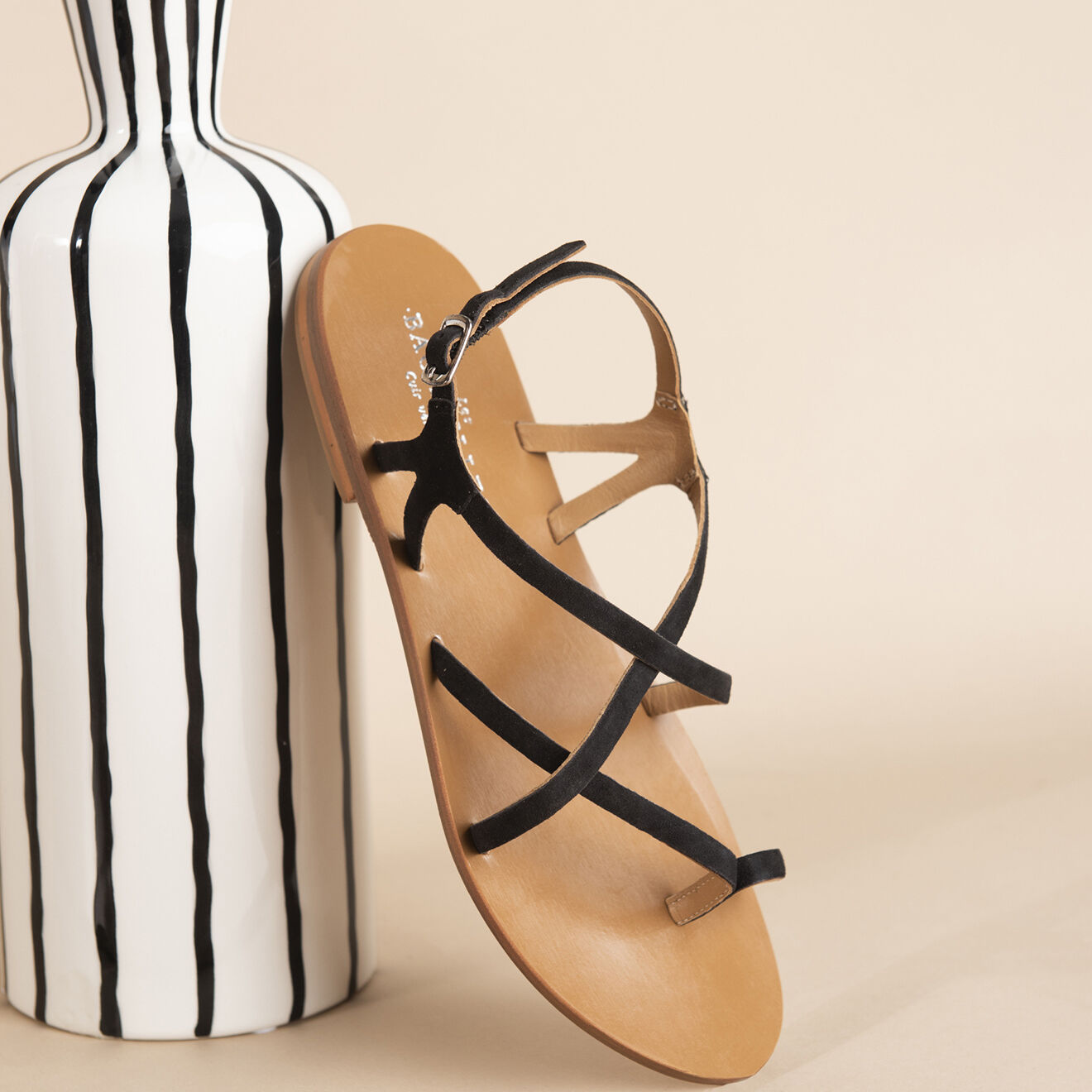 Les Bagatelles Sandales en Cuir Clara noir/marron