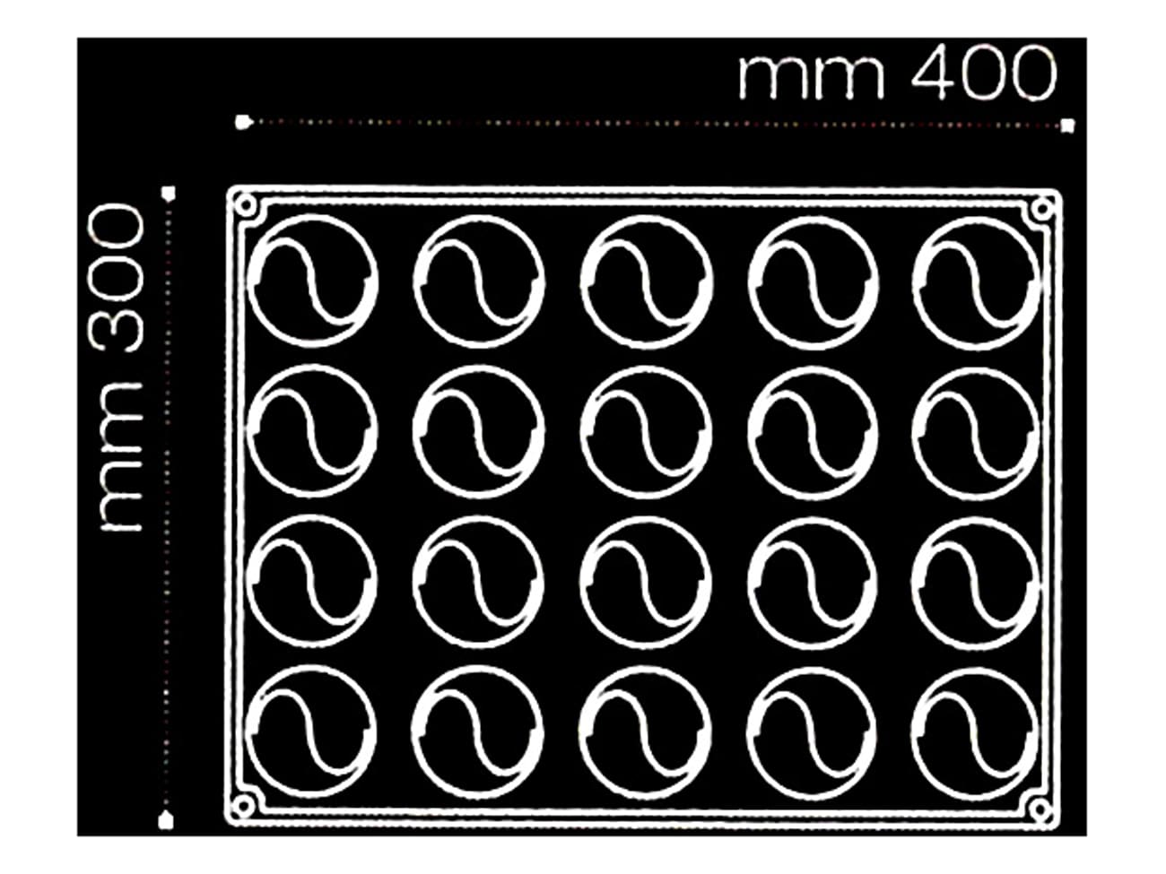 Moule silicone Pavoflex - 20 balles de tennis - 40 x 30 cm - Pavoni