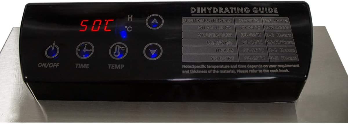 Beeketal 'BDA-6' Dörrautomat aus Edelstahl mit 6 Etagen, Zeitschaltuhr (max. 24h), einstellbarer Temperatur (30-90 °C) und LED Bedienfeld - Profi Gastro Dörrgerät inkl. 6 Einlegegitter
