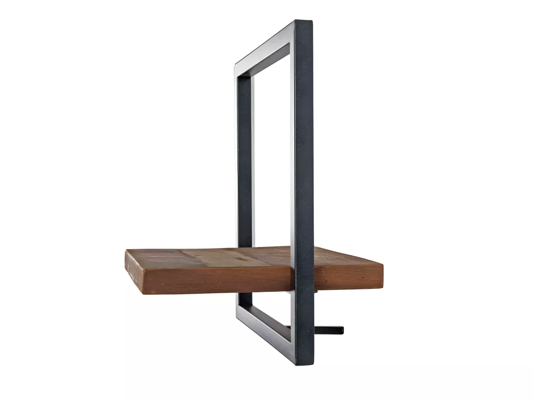 ALIDA - Étagère murale 'S' 1 plateau teck recyclé marron structure métal noir