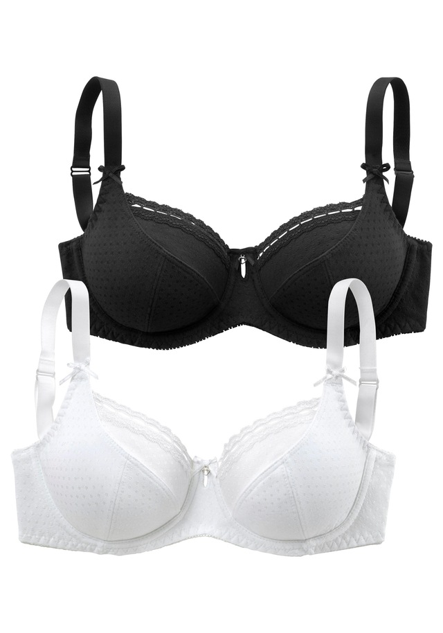 petite fleur Bügel-BH, 2 Stücker Packung, aus Baumwolljacquard im Dirndl-Schnitt, Dessous