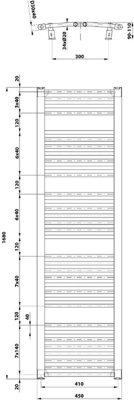 Aqualine - Orbit - Gebogen Design Radiator - Wit - 45x170cm - 757 Watt