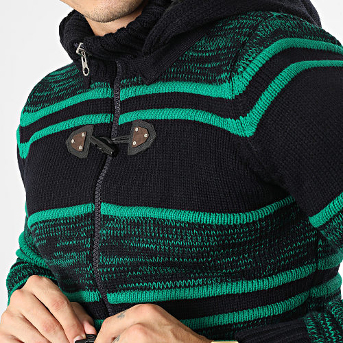 Gilet Zippé Capuche 3000 Bleu Marine Vert