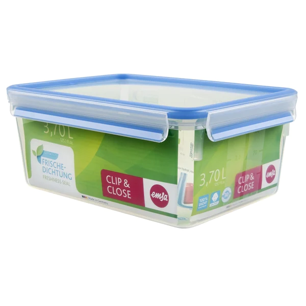 Boîte rectangle Clip & Close bleu 3,7 L Emsa