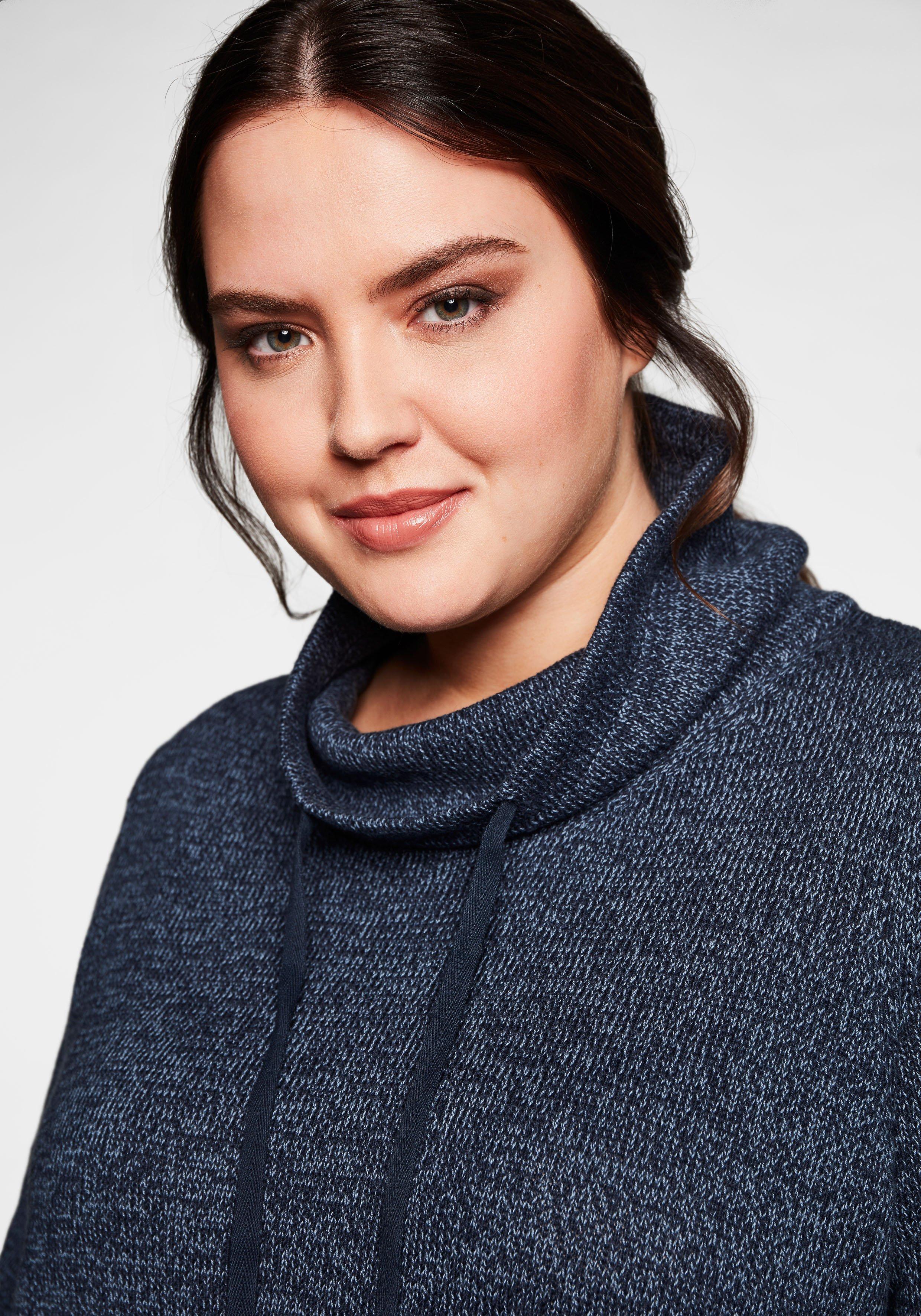 Pullover mit weitem Kragen, in melierter Optik