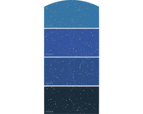 Kleurstaalkaart, kleurenkaart H28, glittereffect, intens blauw kleurenschema, 21x10 cm