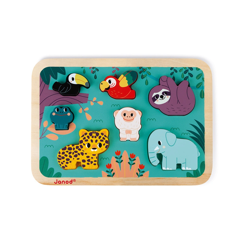 Janod-WWF® Chunky Holzfiguren-Puzzle DSCHUNGEL 7-teilig