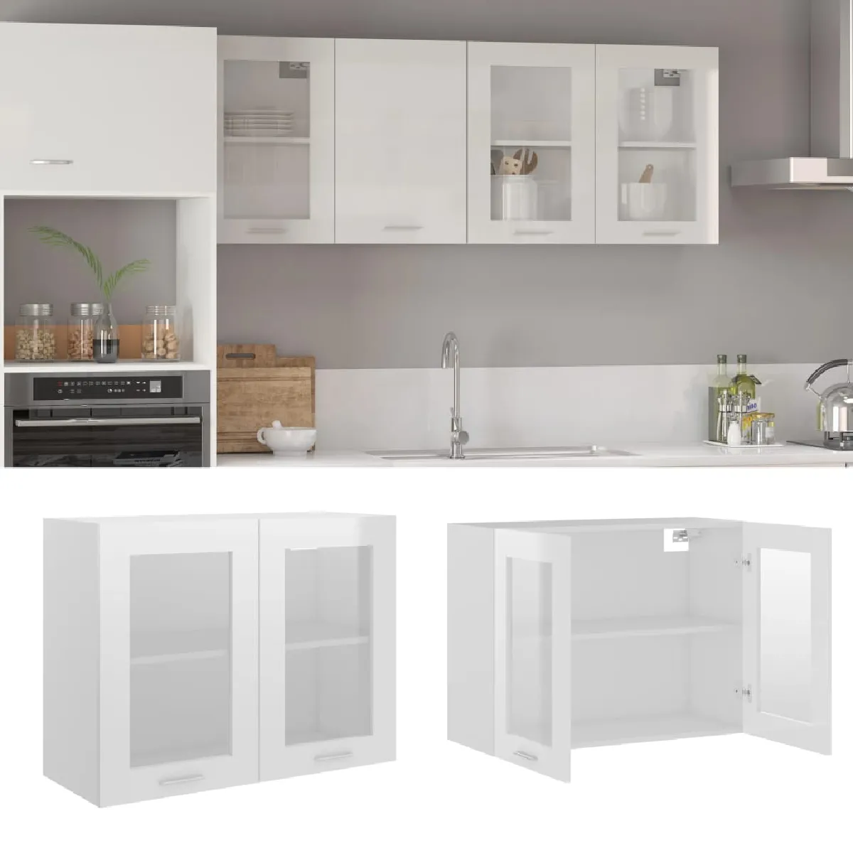 vidaXL Armoire suspendue blanc brillant