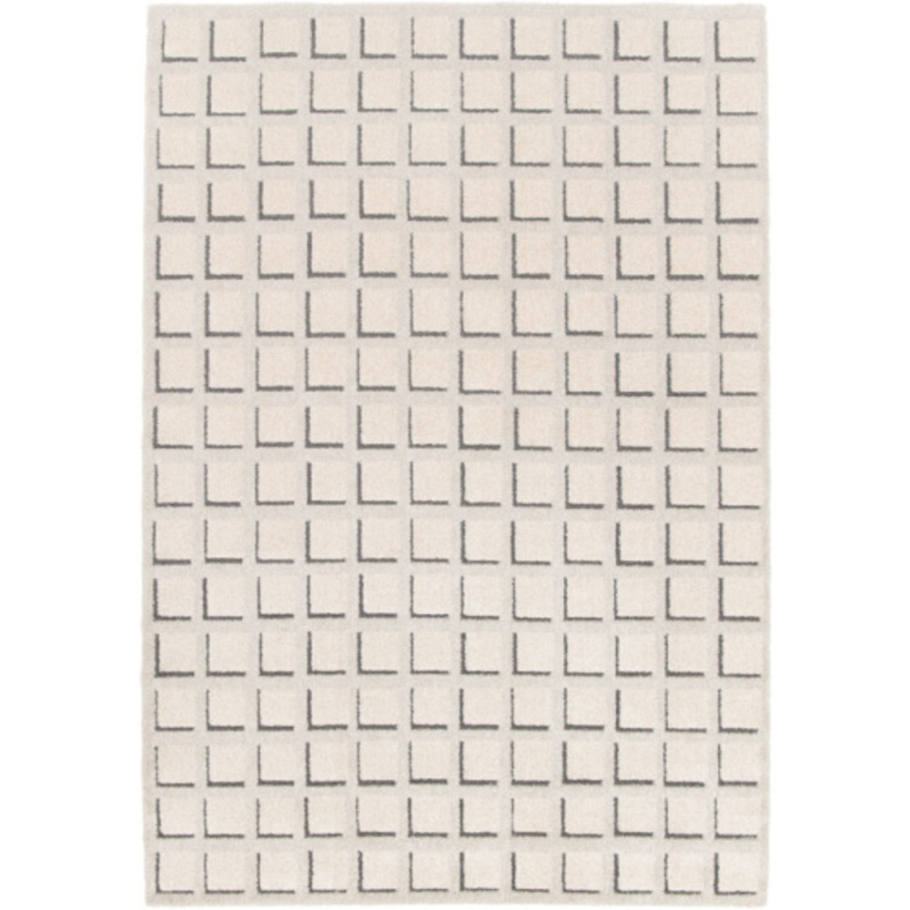 Tapis de salon graphique en relief - case - beige crème - 120 x 170 cm
