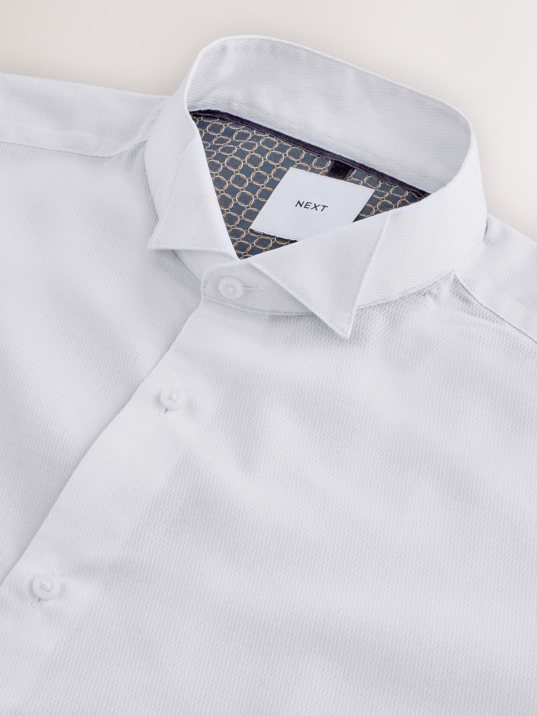 Wit - Slim Fit - Textured Wing Collar Dress Shirt