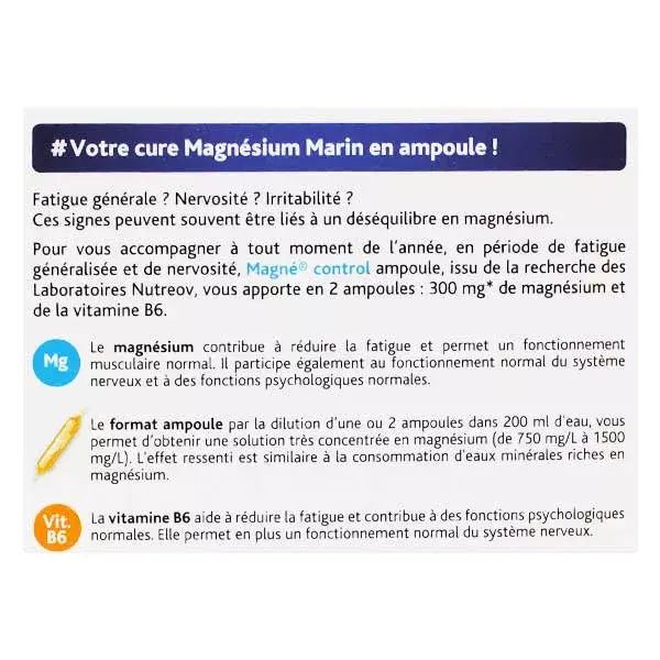 Nutreov Physcience Magne Control 20 Ampoules Goût Miel/Orange