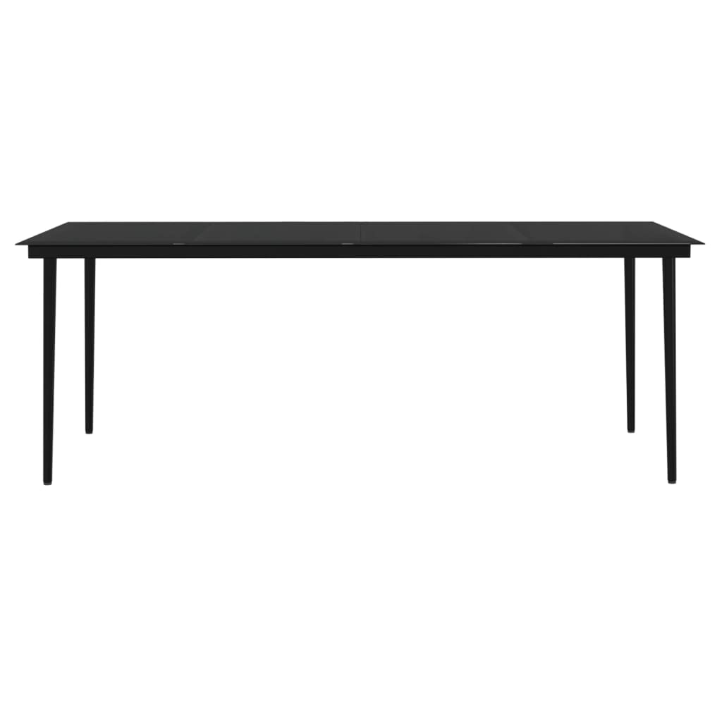 Mobilier de salle à manger de jardin avec coussins 7 pièces noir